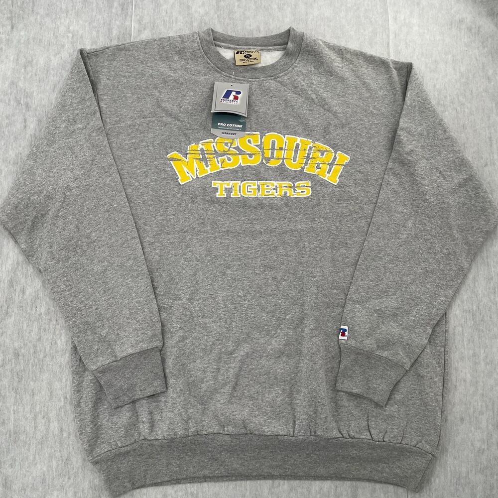 Missouri Tigers Sweater Adult 2XL Gray Crew Neck Pullover College Football Mens